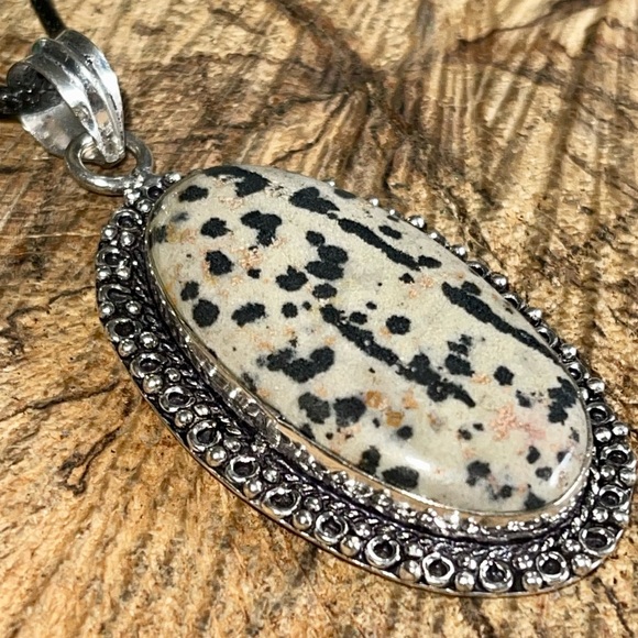 Speckled Dalmation Stone Pendant 2 1/2” - Picture 6 of 13
